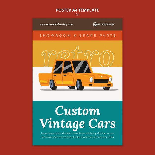 Free PSD custom vintage cars poster template