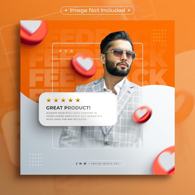 PSD gratuito feedback e recensioni dei clienti template di post instagram