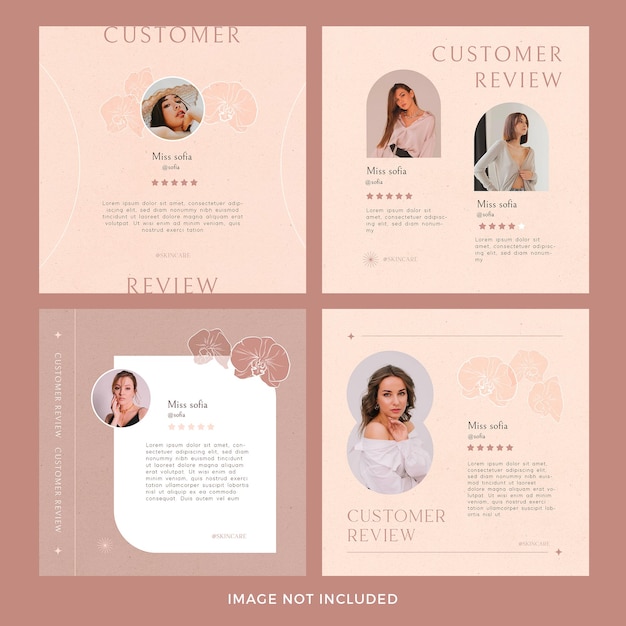 Customer review instagram post set premium psd