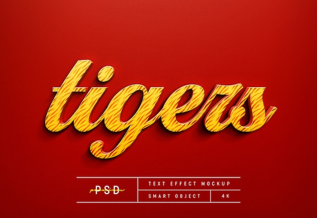 Customizable tiger red text style effect mockup template