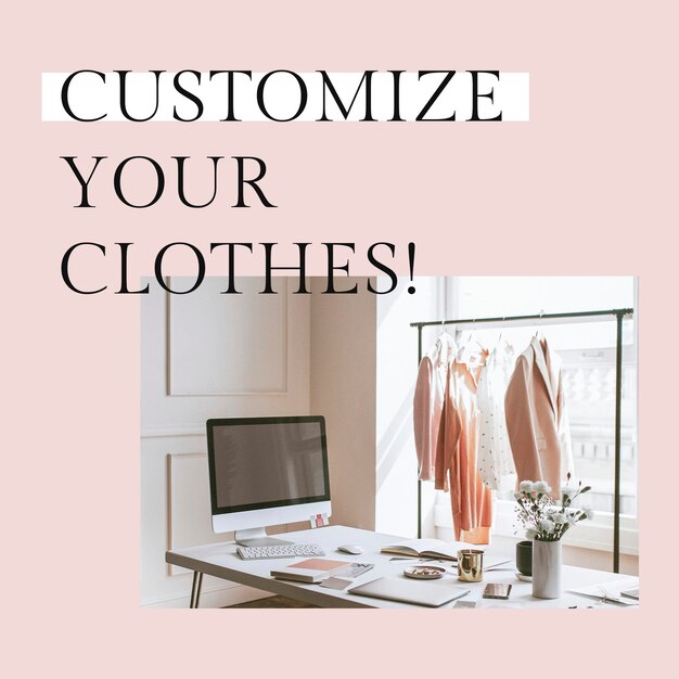 customize your clothes template psd for social media post