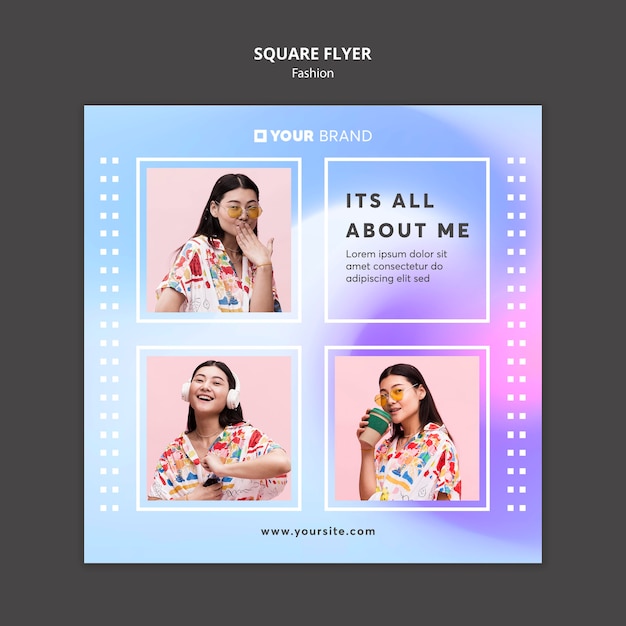 Free PSD cute asian girl fashion square flyer template