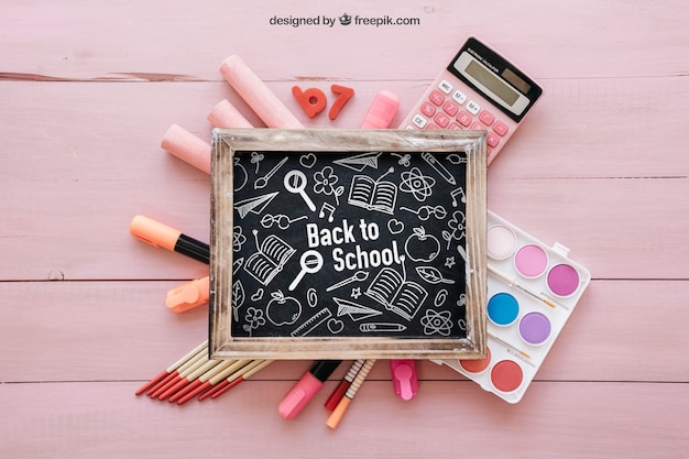 Free PSD cute back to school composition