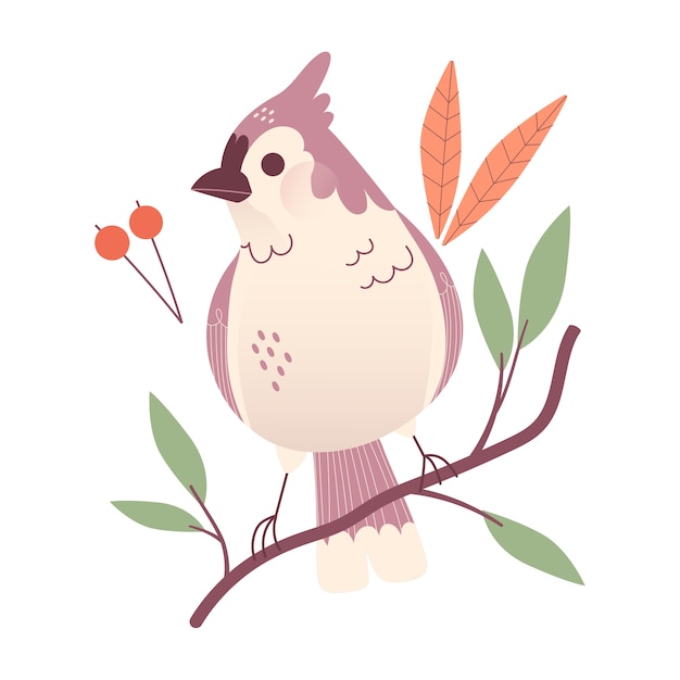 Cute bird on branch