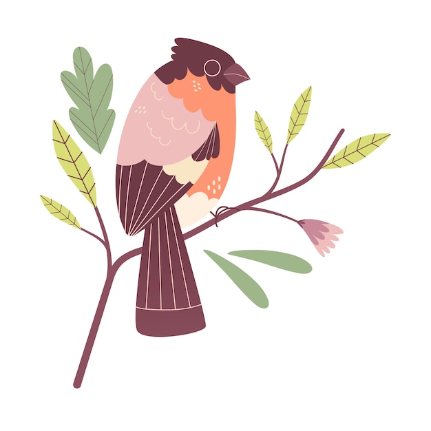 Free PSD cute bird on branch