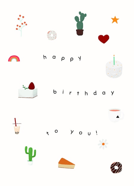 Free PSD cute birthday greeting template psd with happy birthday to you text