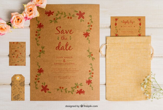 Cute cardboard wedding set