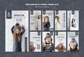 Free PSD cute child winter collection sale instagram stories