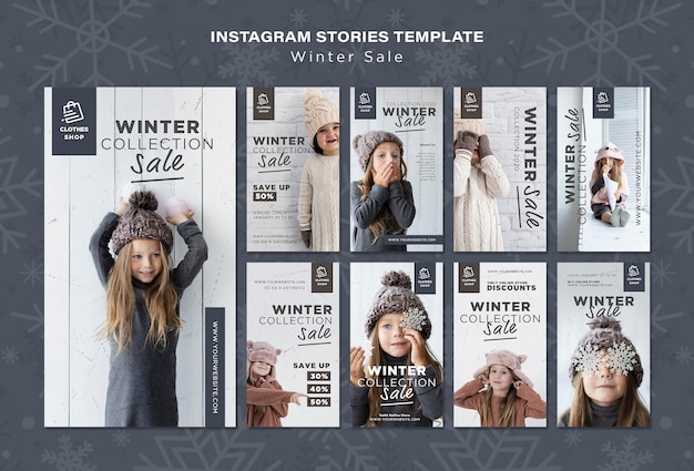 Cute child winter collection sale instagram stories