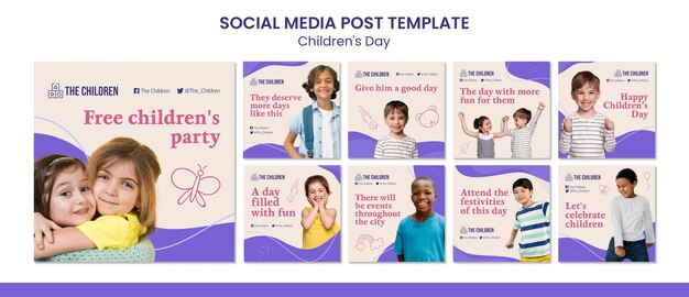 cute children's day social media posts collection