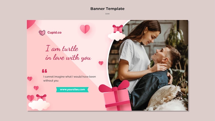Free PSD cute couple banner template