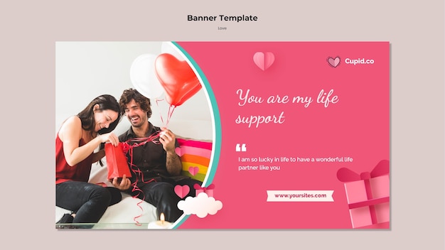 Free PSD cute couple banner template