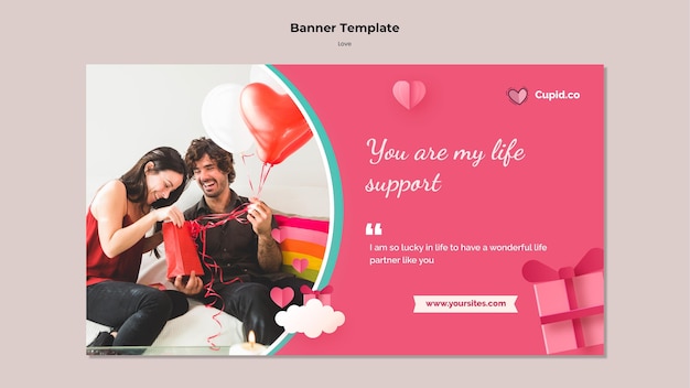 無料PSD かわいいカップルのバナーテンプレート