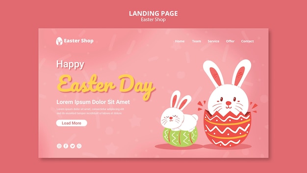 Free PSD cute easter day landing page template