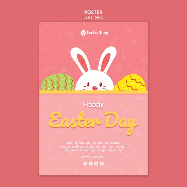 cute easter day poster template