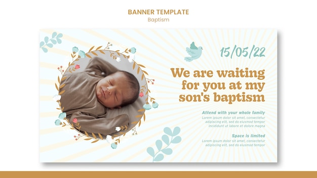 Free PSD cute flat design baptism banner template