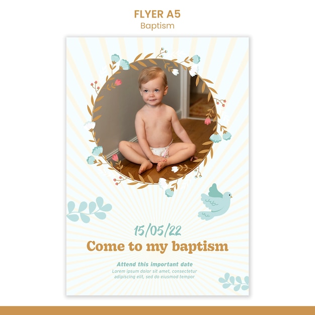 Free PSD cute flat design baptism template
