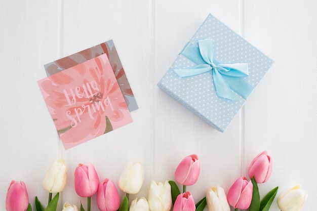 Cute message on square paper nature spring concept mockcup