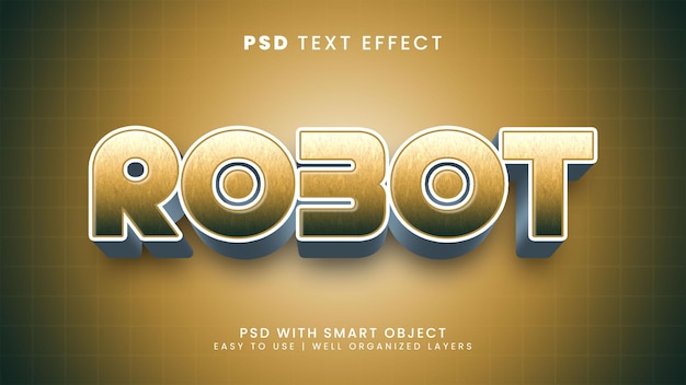 만화 및 만화 텍스트 스타일의 귀여운 로봇 편집 가능한 텍스트 효과