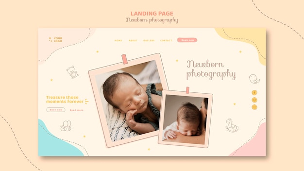 cute sleeping baby landing page template