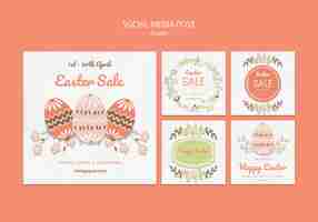 Free PSD cute vintage easter social media posts