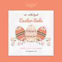 Free PSD cute vintage easter square flyer