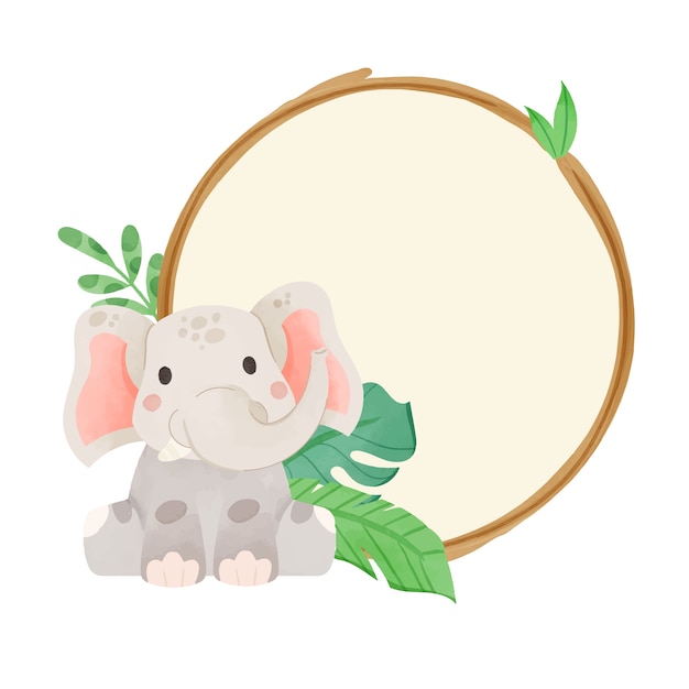 Cute watercolor safari animal frame