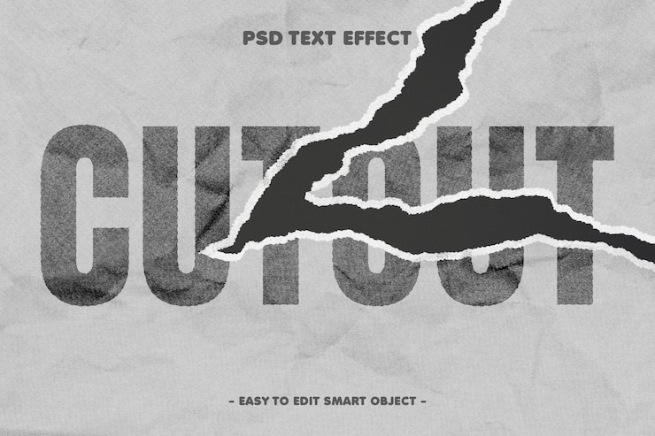 Free PSD cutout paper text effect