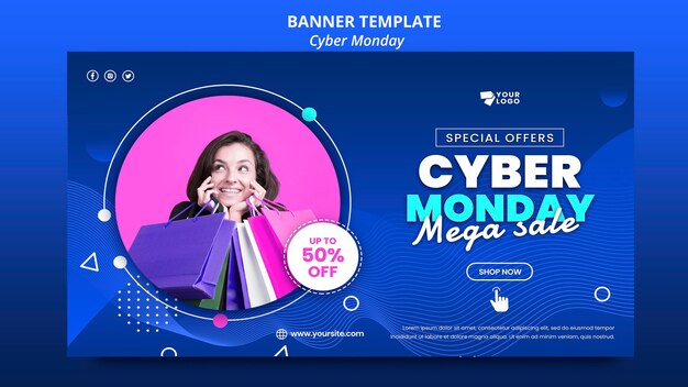 cyber monday banner template with photo
