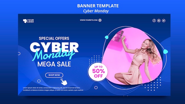 Free PSD cyber monday banner template