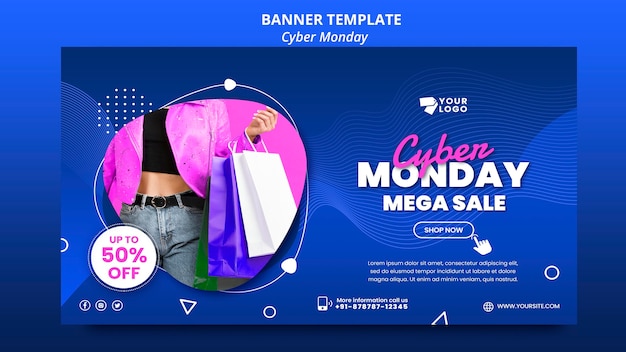 Cyber monday banner with photo