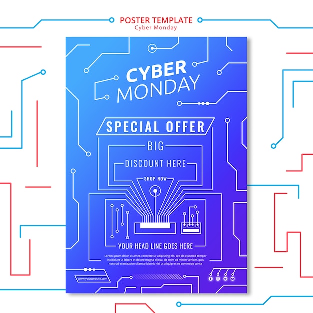 Free PSD cyber monday circuit poster template