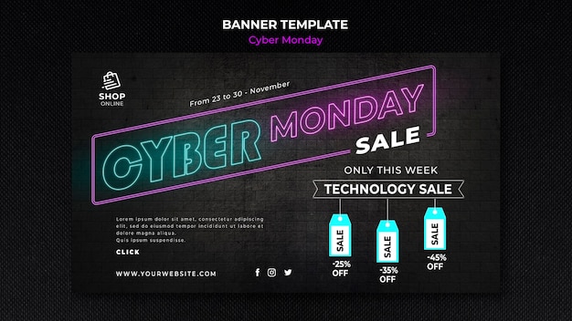 Cyber monday concept banner template