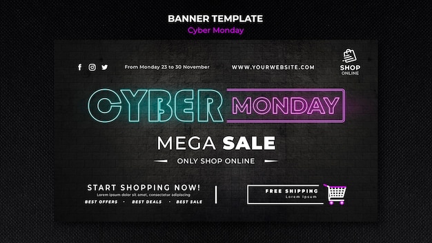 Free PSD cyber monday concept banner template