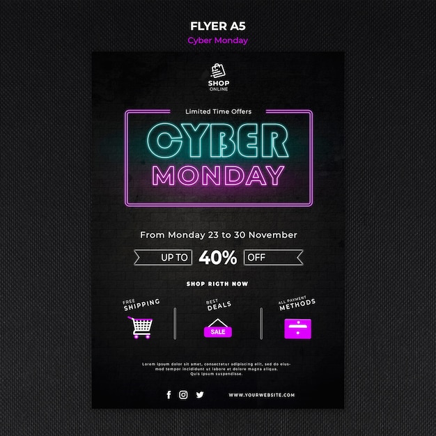 Cyber monday concept flyer template