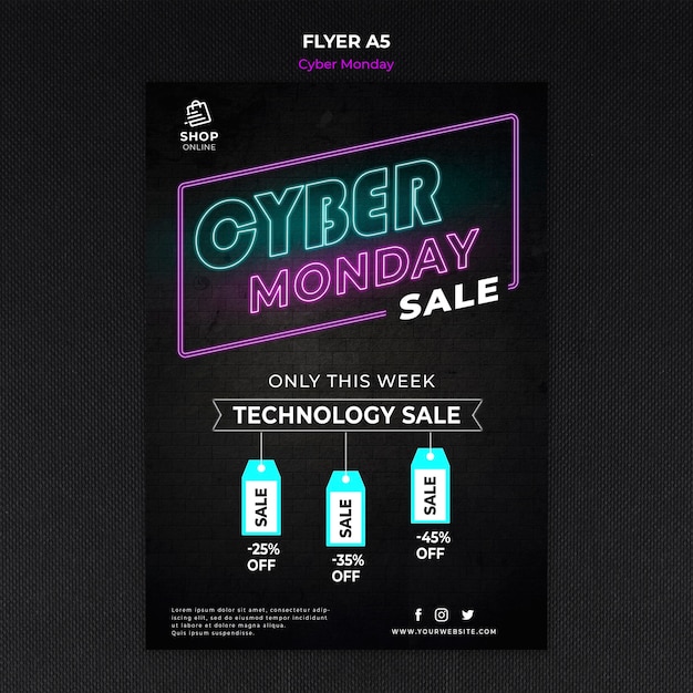 Free PSD cyber monday concept flyer template