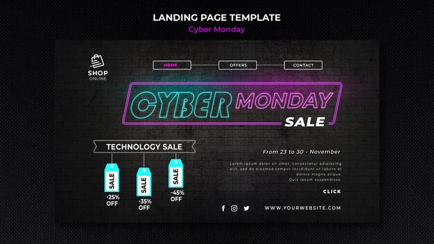 Шаблон целевой страницы концепции cyber monday