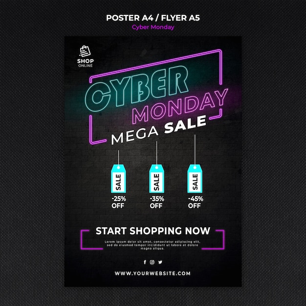 Cyber monday concept poster template