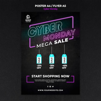 Cyber monday concept poster template