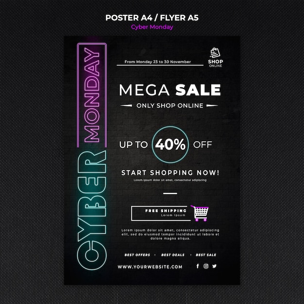 Free PSD cyber monday concept poster template