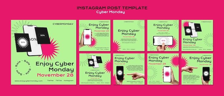 Free PSD cyber monday discount instagram posts