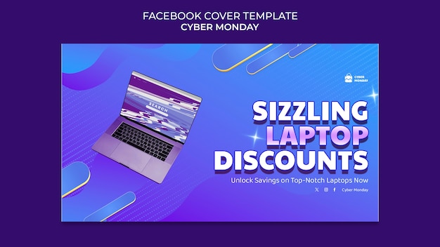 PSD gratuito modello di copertina di facebook per il cyber monday