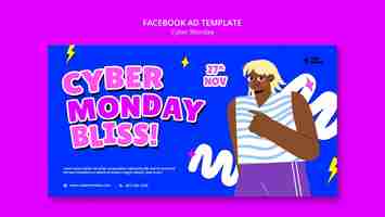 PSD gratuito modello di facebook per il cyber monday