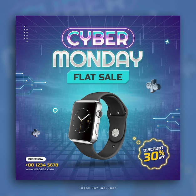 PSD gratuito modello di progettazione post sui social media per la vendita piatta del cyber monday