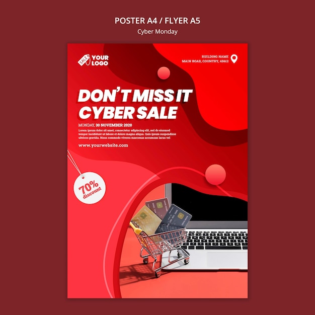 Free PSD cyber monday flyer template