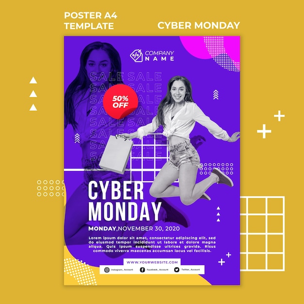 Free PSD cyber monday flyer template