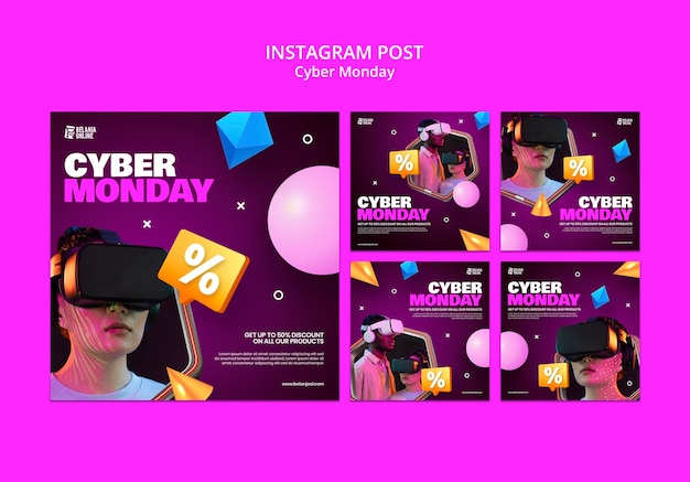 Cyber monday  instagram posts template