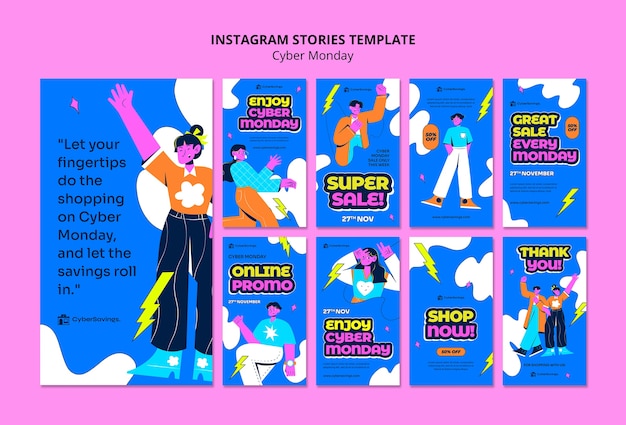 Free PSD cyber monday  instagram stories template