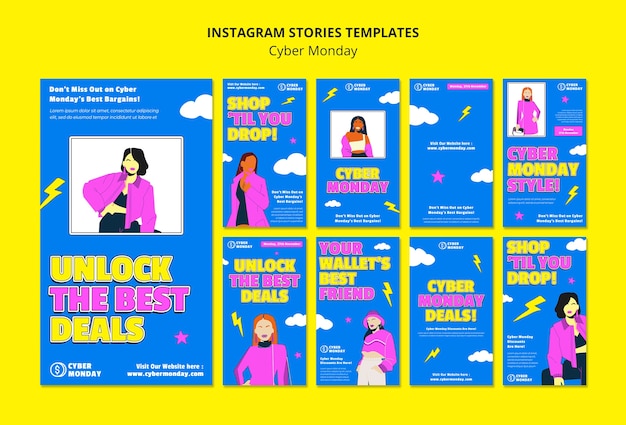 Free PSD cyber monday instagram stories template