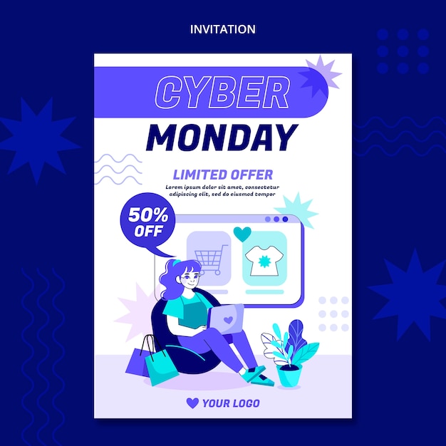 Cyber monday invitation template